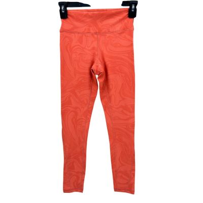 Fleo Leggings Womens XS Orange Cropped Stretch Workout Gym Activewear Exercise
